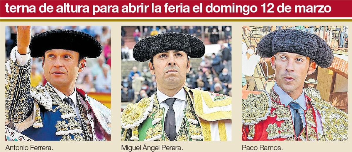 Los tres diestros que abrirán la Feria de la Magdalena 2023.