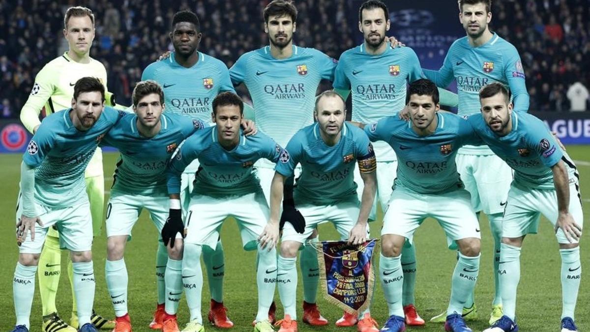 El once titular del Barça que sucumbió ante el PSG en el Parque de los Príncipes.