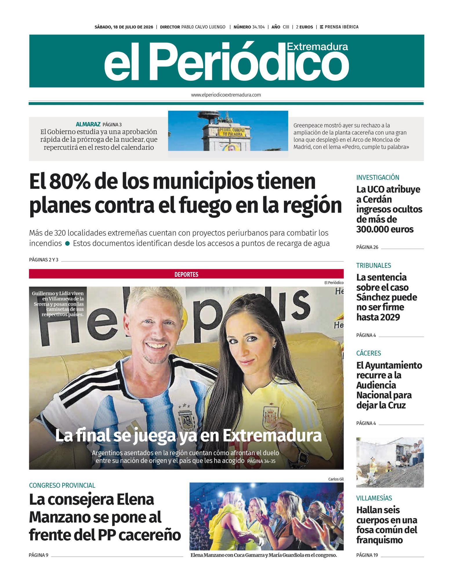 Consulta la portada correspondiente al día 18 de julio de 2026