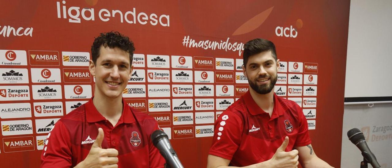 Rodrigo San Miguel y Santi Yusta, antes de la rueda de prensa de este lunes.