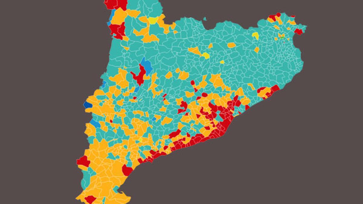 Mapa ganadores municipios elecciones Catalunya 2021