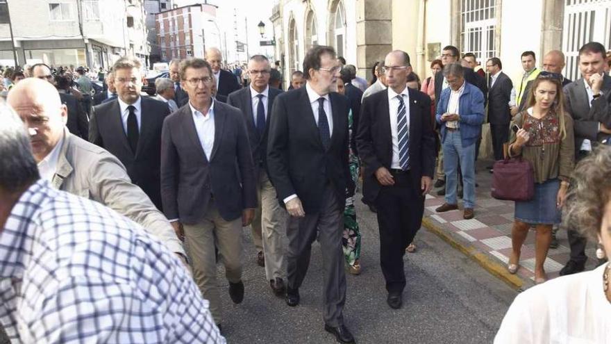 Catalá, Feijóo, Rajoy y Vázquez Almuíña, ayer, en O Porriño.