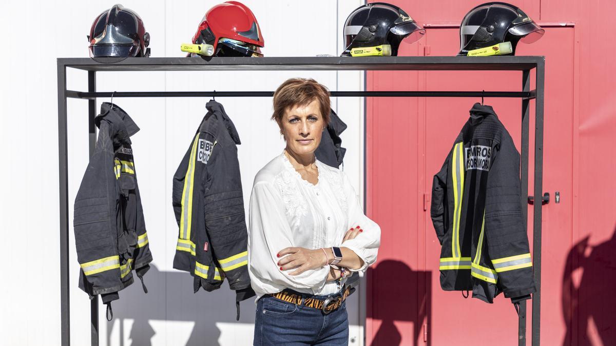 Ana Mayor, en el parque de bomberos de Bermillo de Sayago.