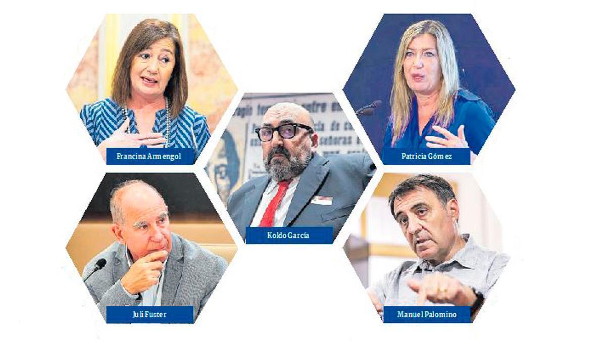 Francina Armengol, Patricia Gómez, Juli Fuster, Manuel Palomino y Koldo García.