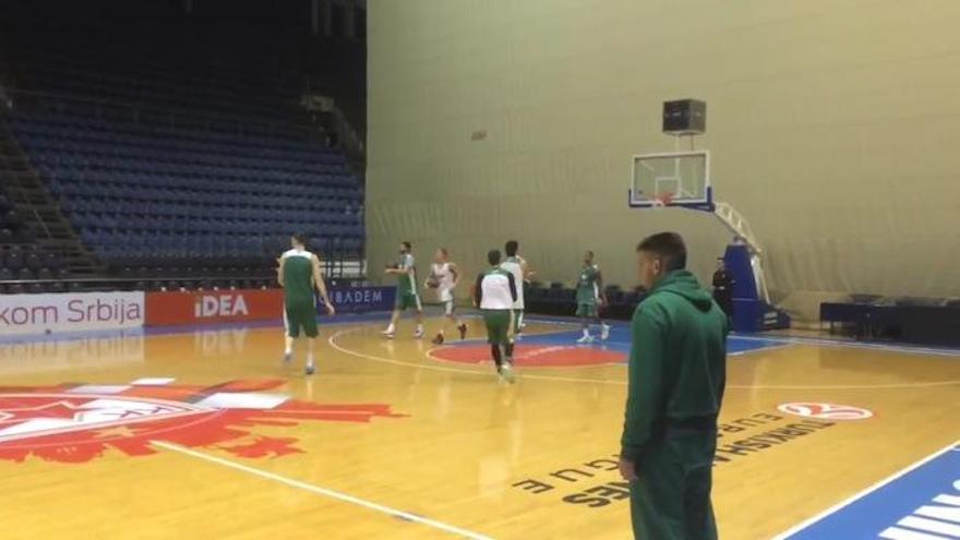 El Unicaja se entrenó ayer sobre el parqué de la Sala Pionir, donde hoy jugará frente al Estrella Roja, con un pabellón que estará totalmente repleto.