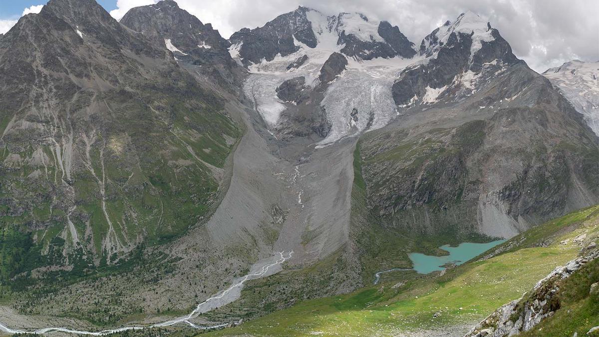 Vista del glaciar Tschierva desde Alp Ota, en 2022.