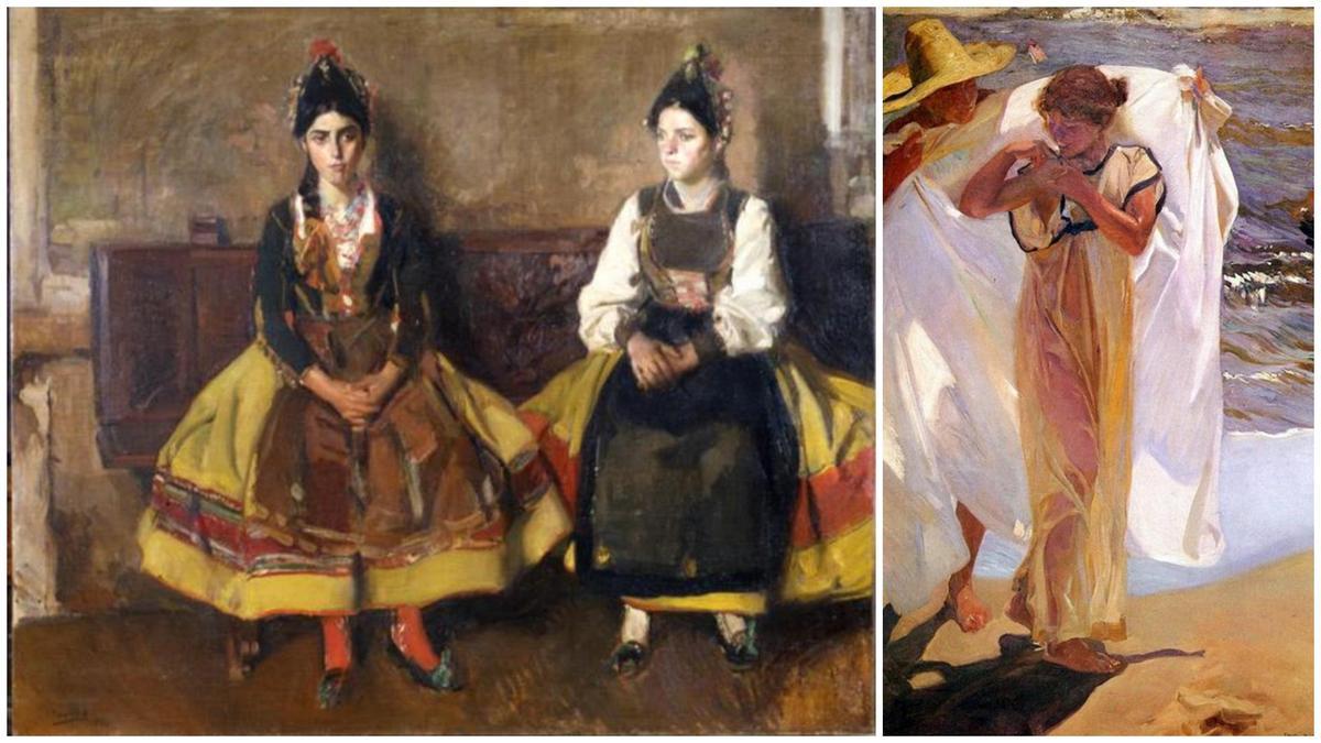 'Campesinas segovianas/España pintoresca, Segovia' (1910) y ‘Saliendo del baño / Después del baño’ (1908),