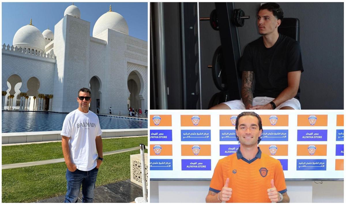 Tito García Sanjuán (izquierda), ahora en Emiratos Árabes, Gerard Hernández (derecha arriba), en Qatar; y Jason Remeseiro (derecha abajo), en Arabia Saudí, los tres con pasado en el Villarreal.