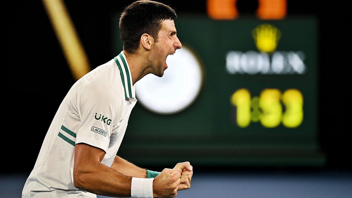 Novak Djokovic celebra
su victoria en la final. | // DEAN LEWINS