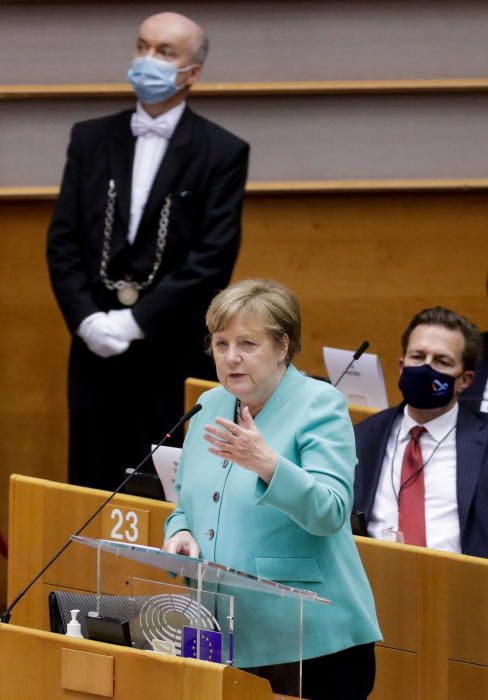 Ángela Merkel en el Parlamento Europeo