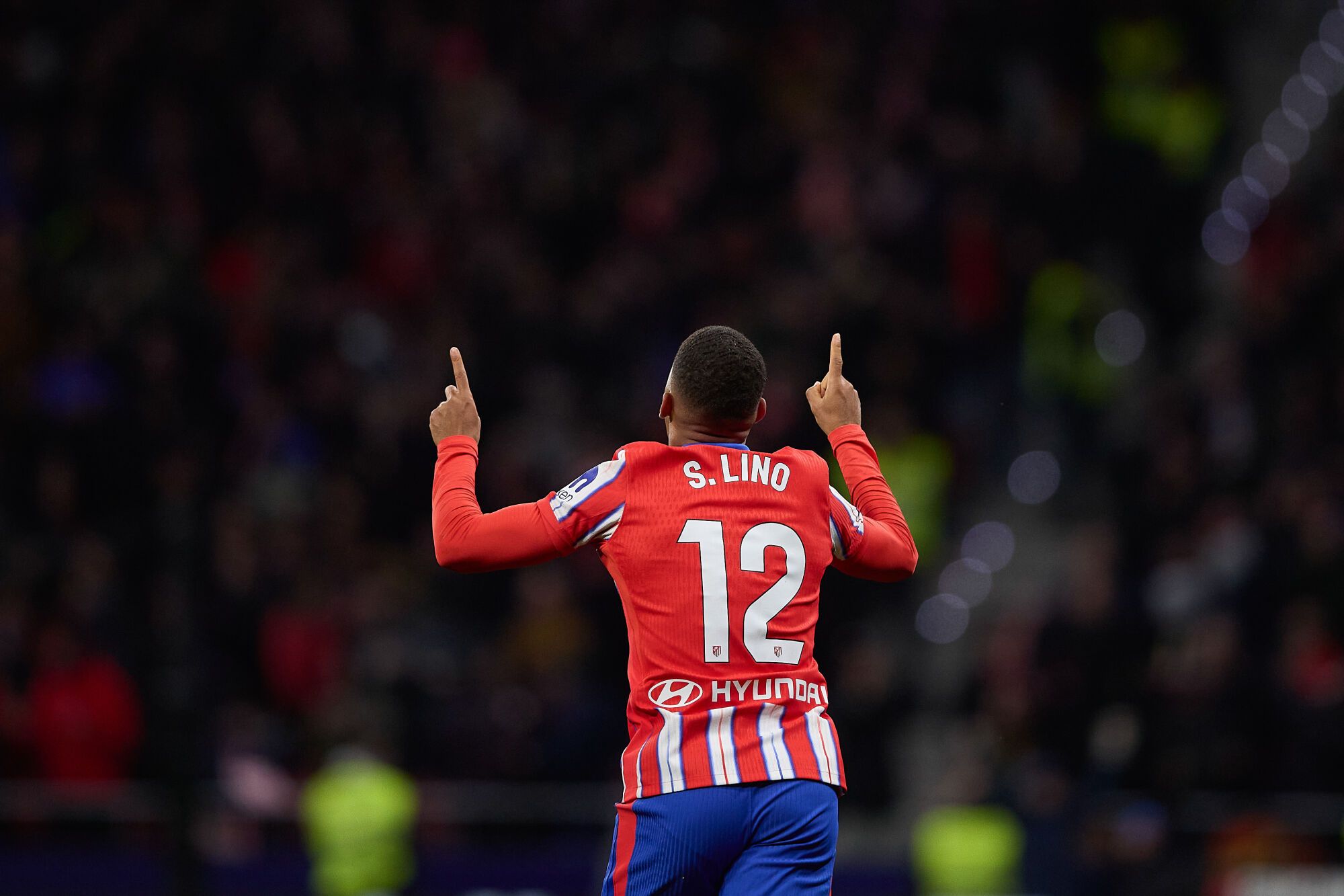 Samuel Lino (Atletico de Madrid) celebrates a goal during the Spanish League, LaLiga EA Sports, football match played between Atletico de Madrid and Sevilla FC at Riyadh Air Metropolitano stadium on December 08, 2024 in Madrid, Spain. AFP7 08/12/2024 ONLY FOR USE IN SPAIN. Oscar J. Barroso / AFP7 / Europa Press;2024;SOCCER;SPAIN;SPORT;ZSOCCER;ZSPORT;Atletico de Madrid v Sevilla FC - LaLiga EA Sports;