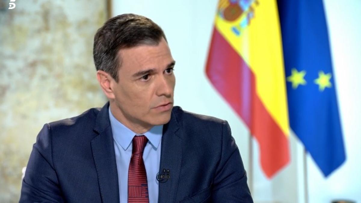 Pedro Sánchez, ayer durante la entrevista en Telecinco.