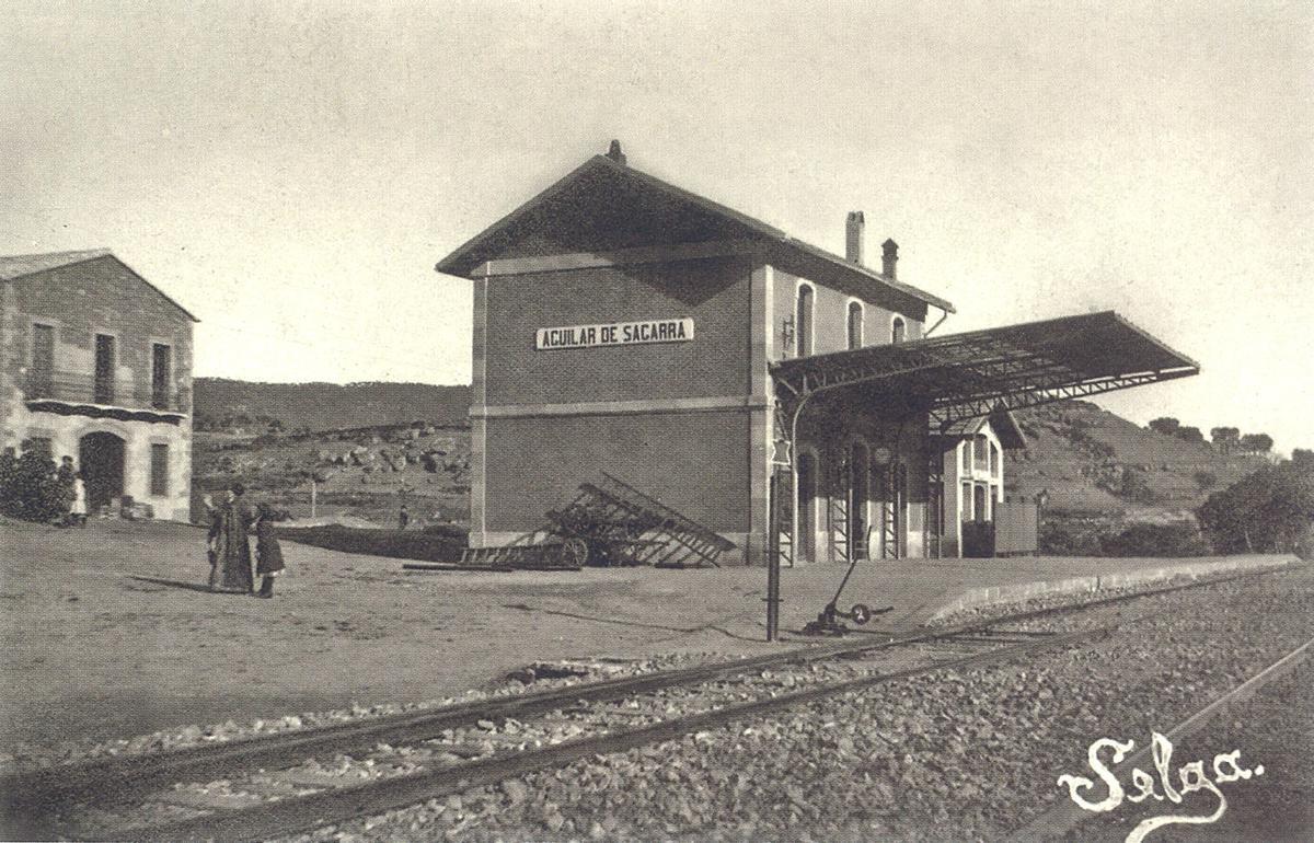 Estació de tren d'Aguilar el 1913, l'any que es va inaugurar