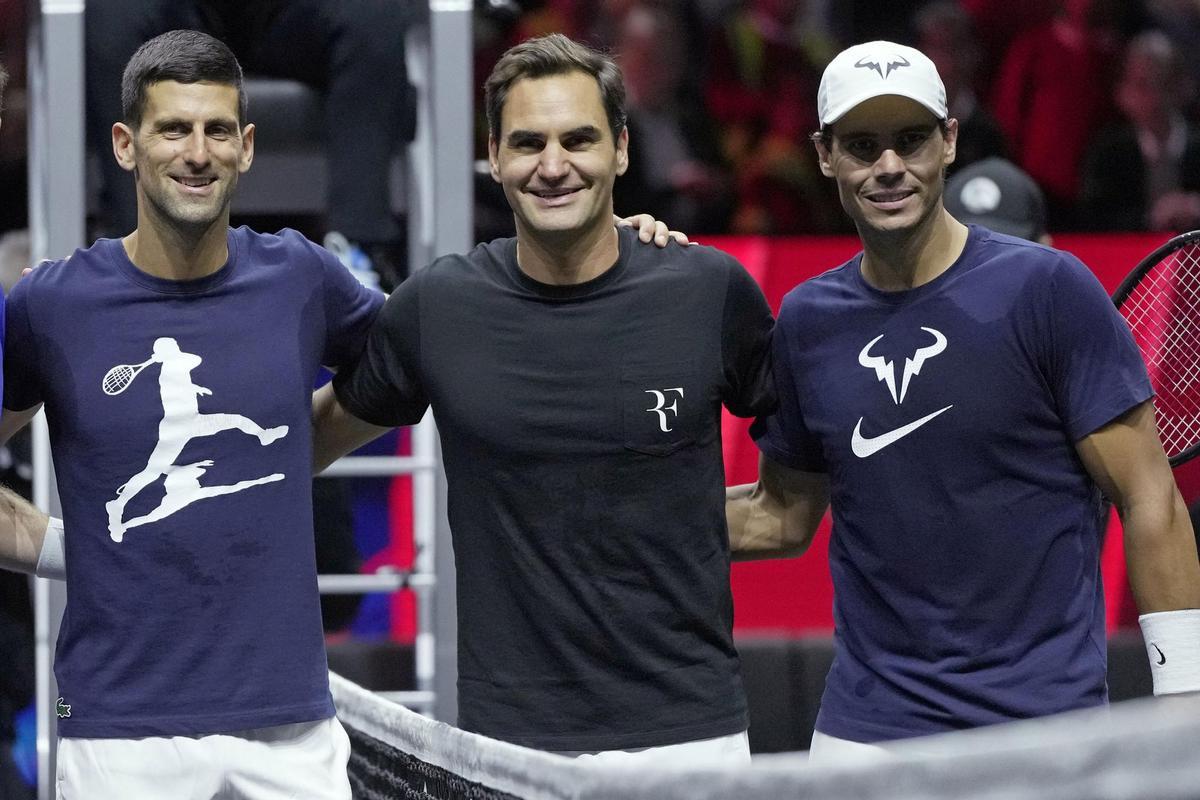 Novak Djokovic, Roger Federer y Rafa Nadal, el 'Big three' del tenis, durante la Laver Cup de 2022.