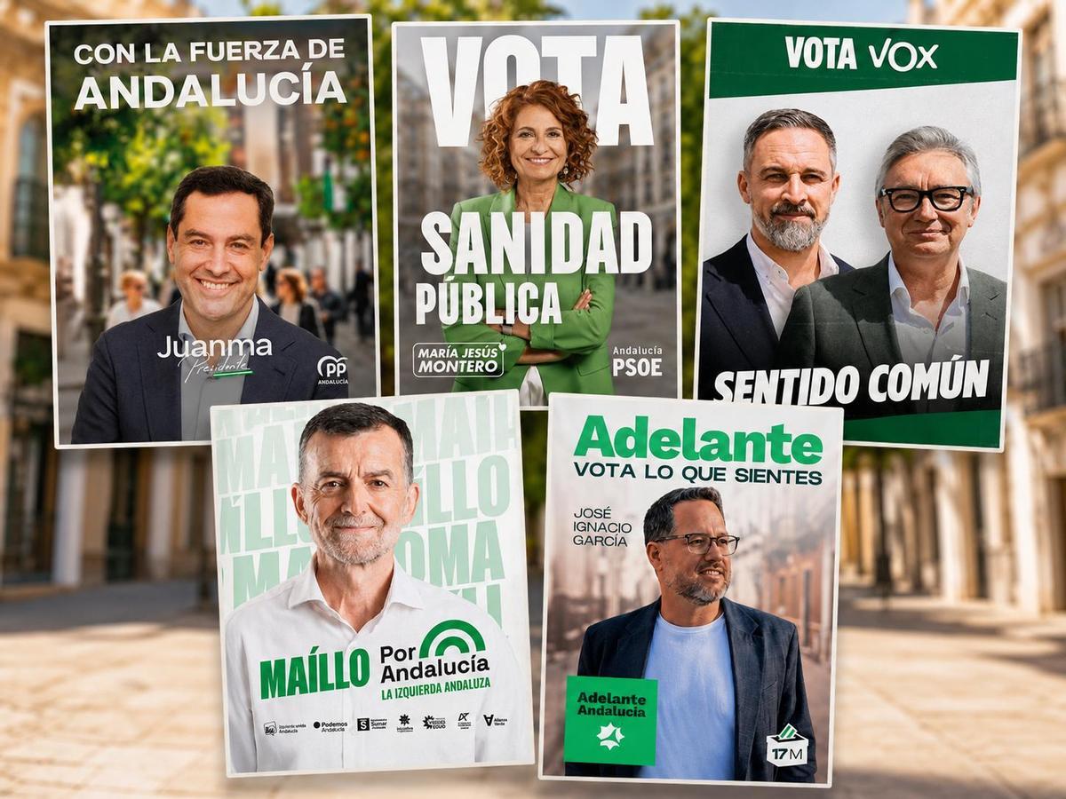 Carteles electorales de las principales candidaturas al 17M