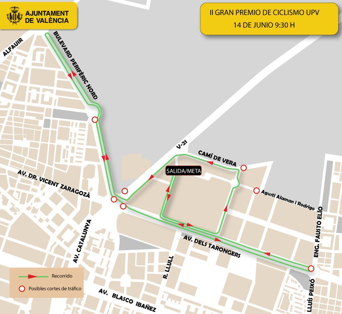 Recorrido del Gran Premi Ciciclsme UPV.