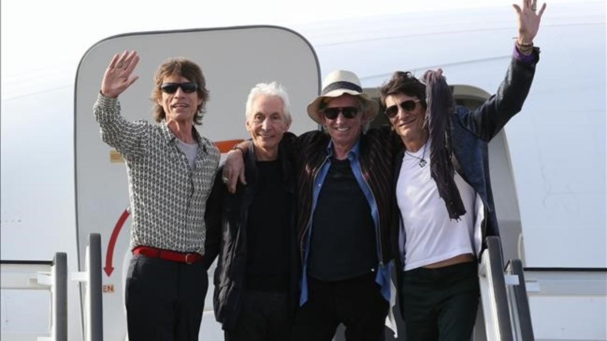 Los Rolling Stones a su llegada a La Habana.