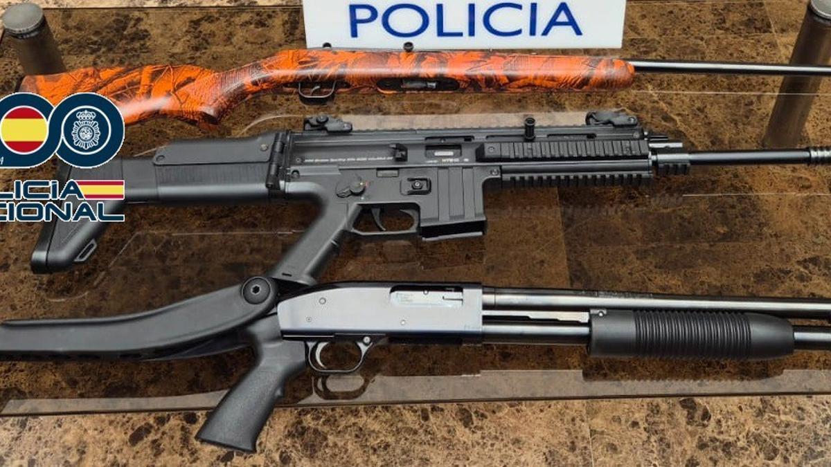 Armas intervenidas en una operación policial en Málaga