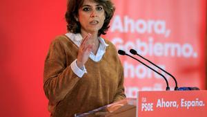GRAF2167. LA FELGUERA (LANGREO), 03/11/2019.- La ministra de Justicia en funciones, Dolores Delgado, durante su intervención en un mitin en la localidad de la Felguera (Langreo). EFE/Alberto Morante