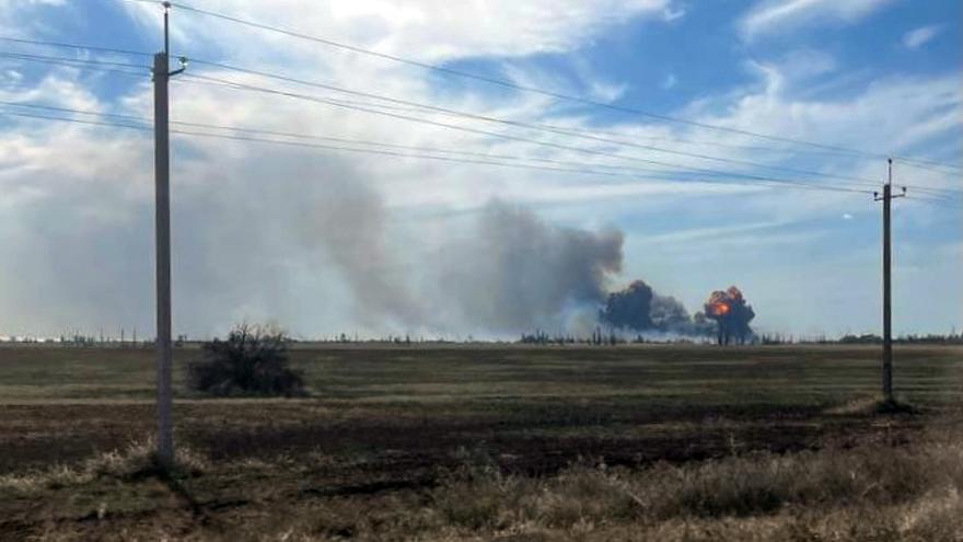 Detonations at the Saki airfield near Novofedorovka in Crimea