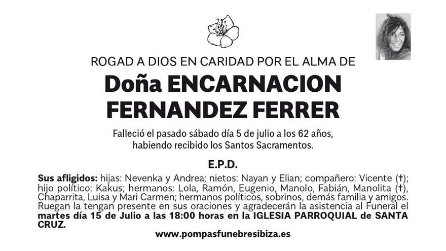 Esquela Encarnación Fernández Ferrer