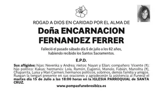 Esquela Encarnación Fernández Ferrer