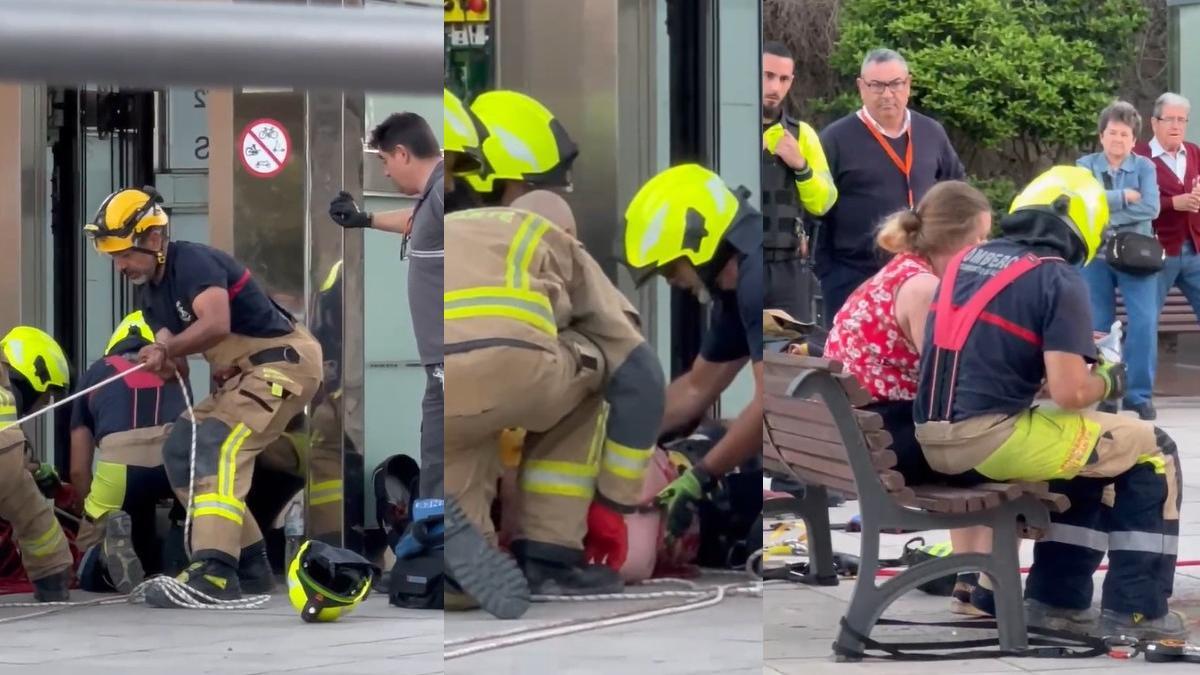 Así fue el agónico rescate en Alicante de una mujer atrapada en el ascensor de la estación del TRAM del MARQ-Castillo