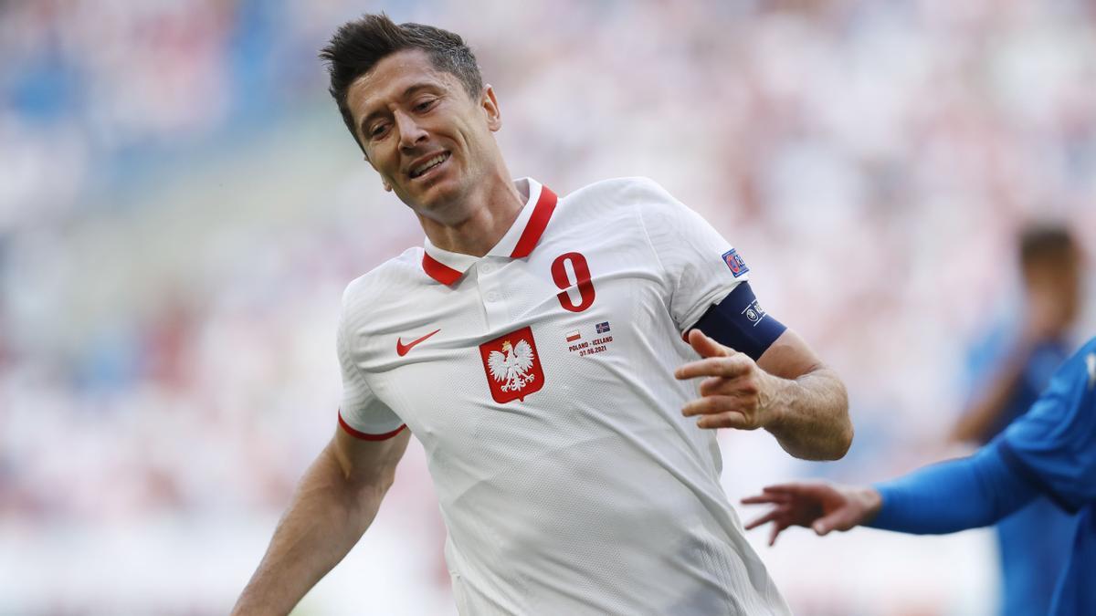 Lewandowski, en el último amistoso de Polonia ante Islandia.