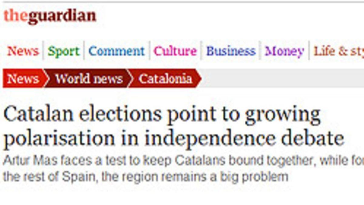 Captura del artículo de la web de 'The Guardian' que analiza los resultados del 25-N.