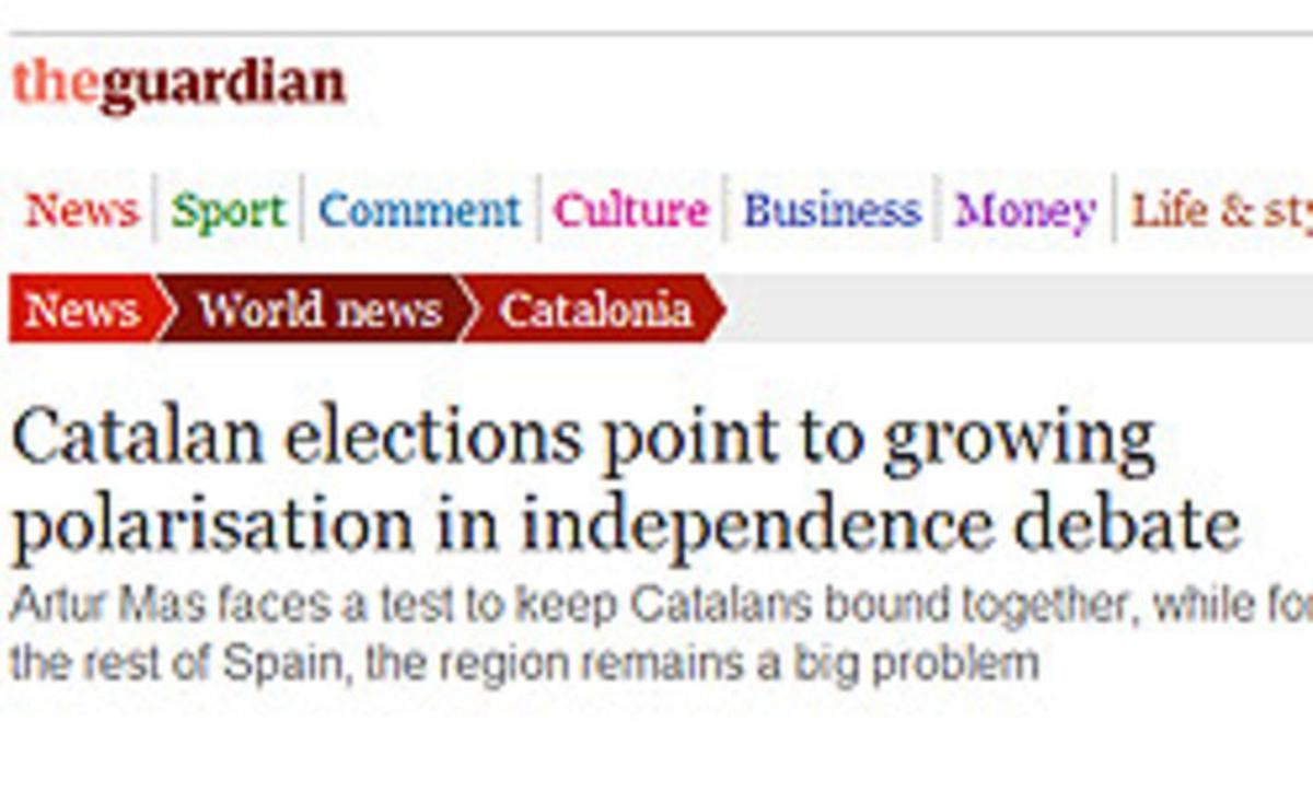Captura de l’article de la web de ’The Guardian’ que analitza els resultats del 25-N. Captura de l’article de la web de ’The Guardian’ que analitza els resultats del 25-N.