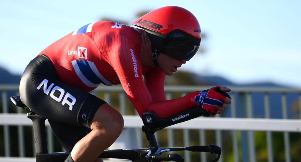 Tobias Foss durante la contrarreloj individual de los Mundiales de Ciclismo