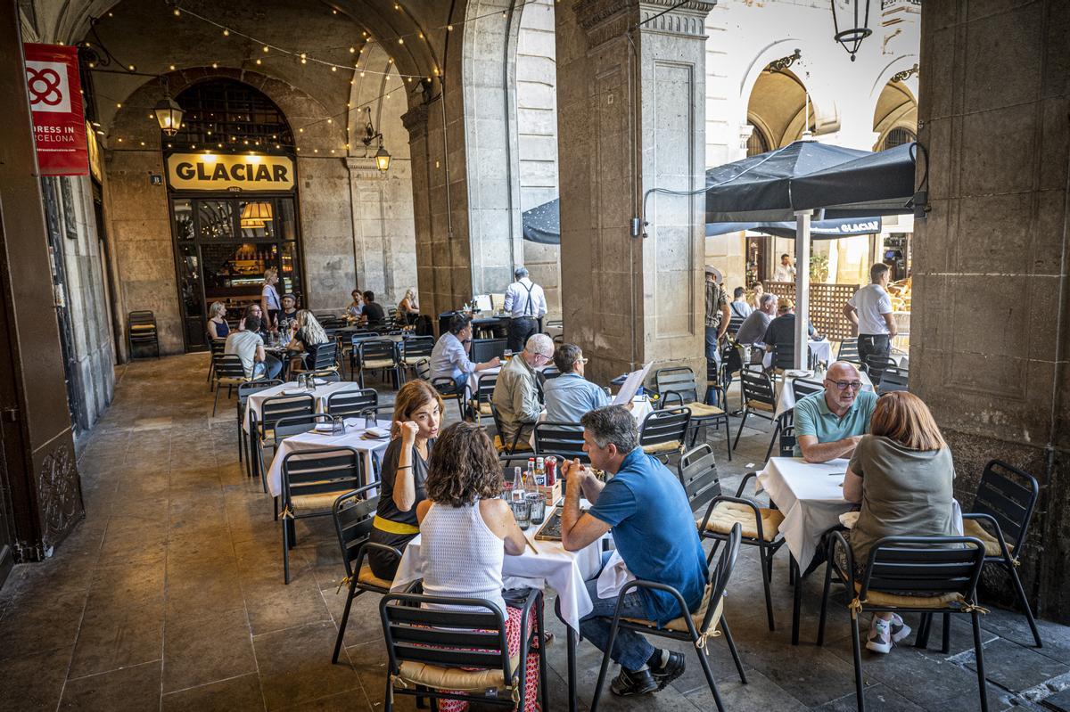 La terraza del popular establecimiento, este lunes por la tarde.