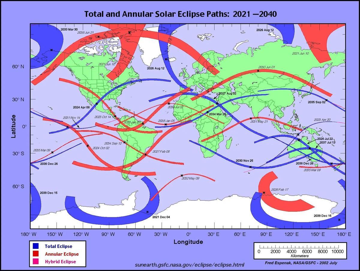 El mapa de la NASA que mostra els esdeveniments fins el 2040