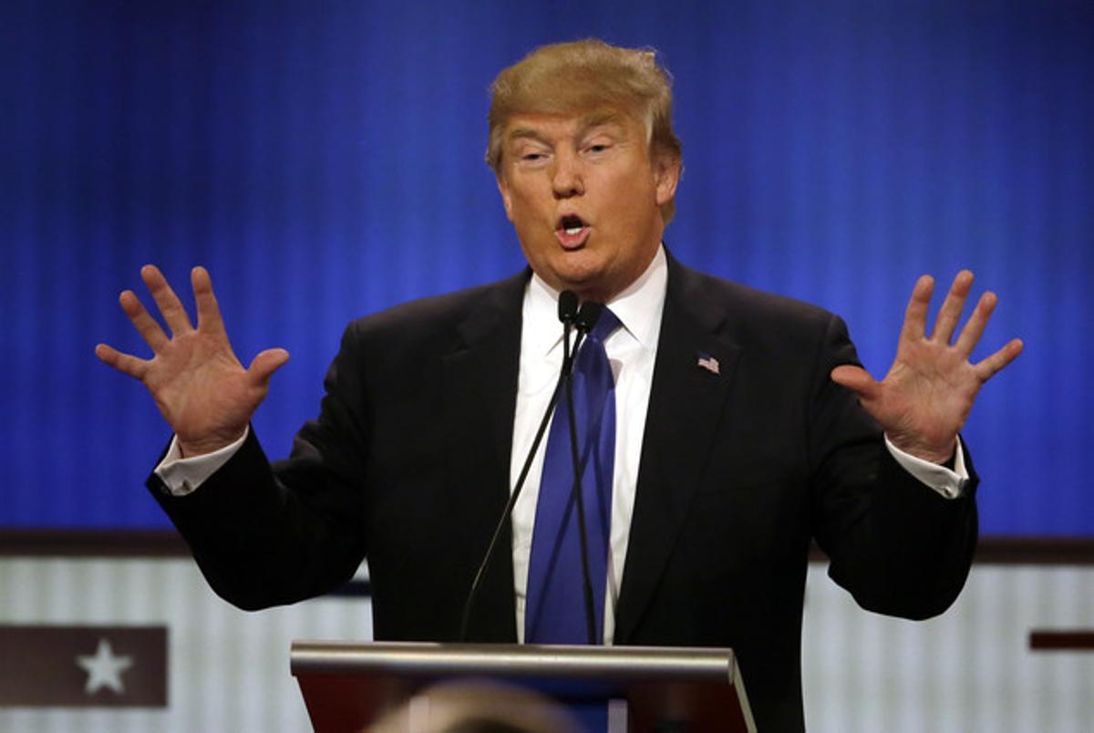 Republican presidential candidate, businessman Donald Trump speaks during a Republican presidential primary debate at Fox Theatre, Thursday, March 3, 2016, in Detroit. (AP Photo/Carlos Osorio) Republican presidential candidate, businessman Donald Trump speaks during a Republican presidential primary debate at Fox Theatre, Thursday, March 3, 2016, in Detroit. (AP Photo/Carlos Osorio)
