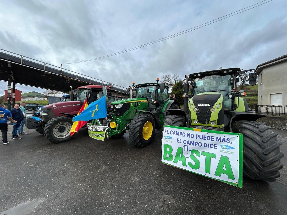 Algunos de los tractores que participan en la marcha.