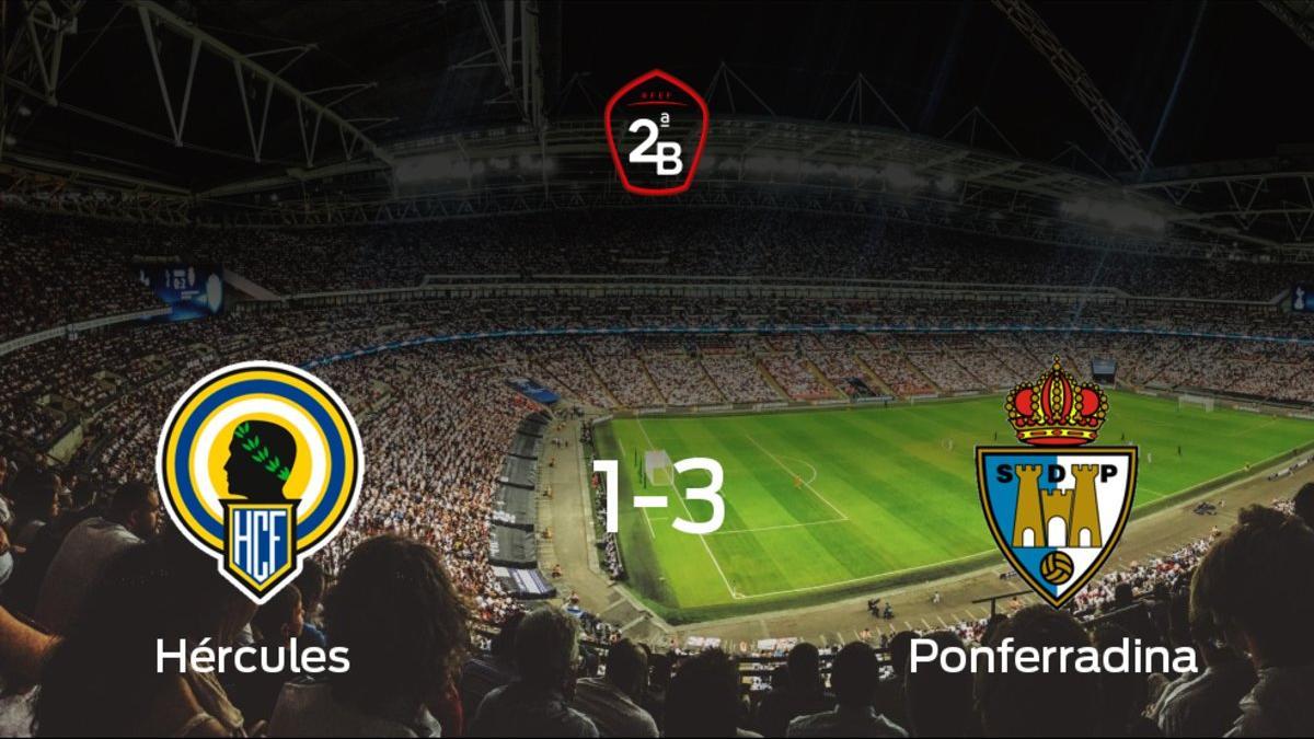 La Ponferradina vence 1-3 contra el Hércules en la ida de la final de los playoff