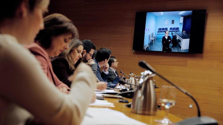 El Bigotes, a través de videoconferencia desde la cárcel.