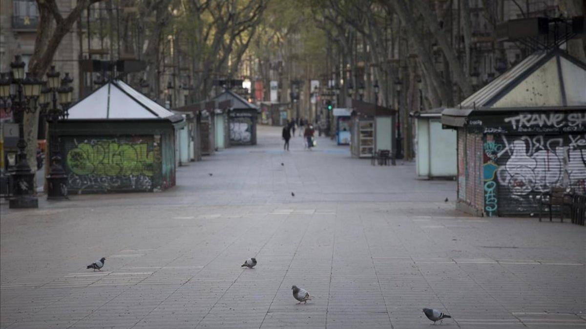 coronavirus Barcelona. La Rambla, vacía