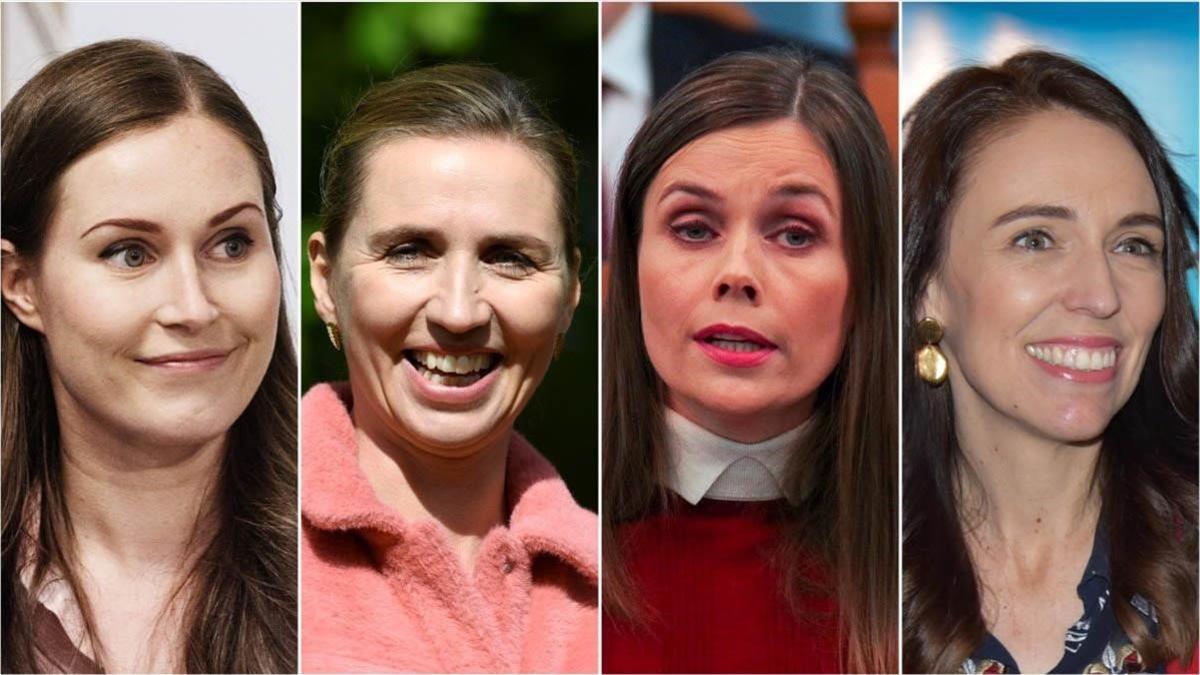 Sanna Marin, Mette Frederiksen, Katrín Jakobsdóttir y Jacinda Ardern.