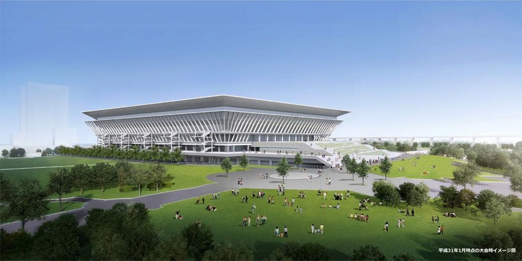 Tokyo Aquatics Centre (exterior, SW, Games Time) / enero 2019.