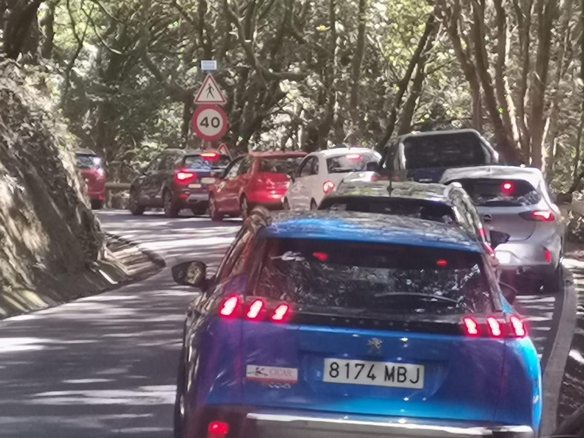 COLAS TENERIFE HOY Una caravana de coches colapsa la subida a la