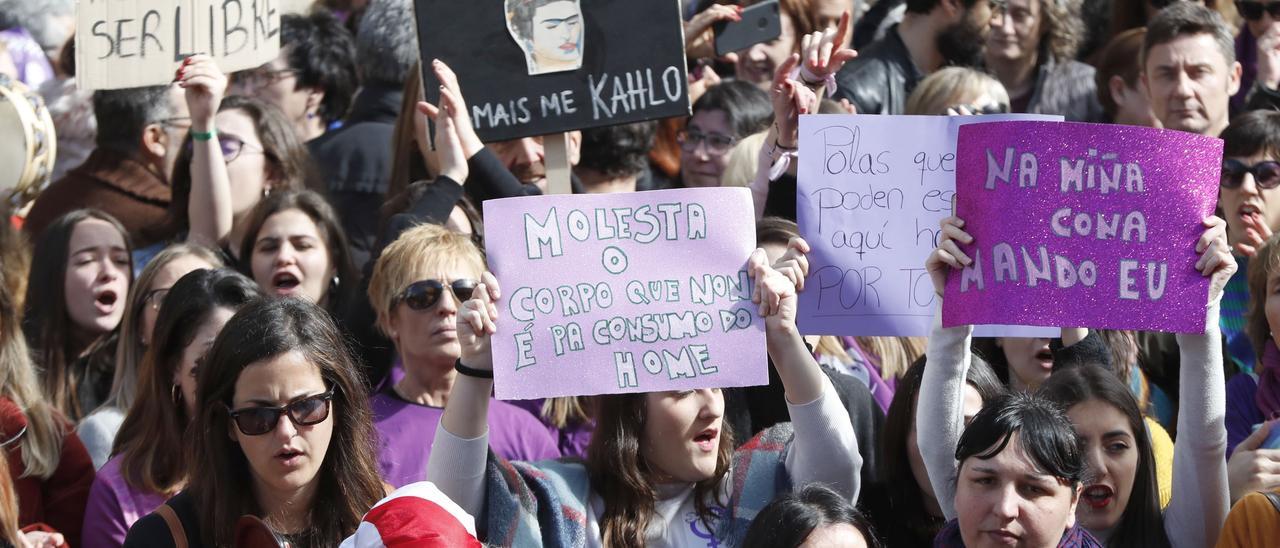 Manifestación feminista el 8 de marzo del año pasado en Vigo.