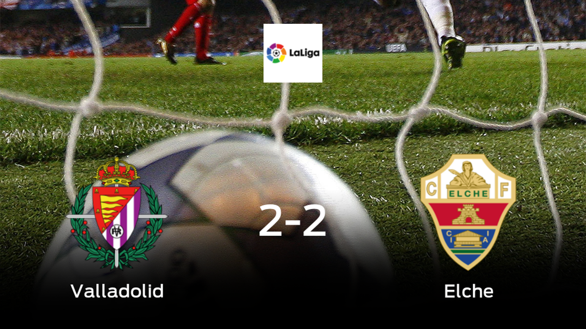 El Real Valladolid y el Elche empatan a dos en el José Zorrilla