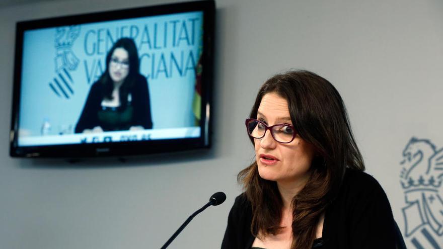 La vicepresidenta del Consell, durante la rueda de prensa de hoy.