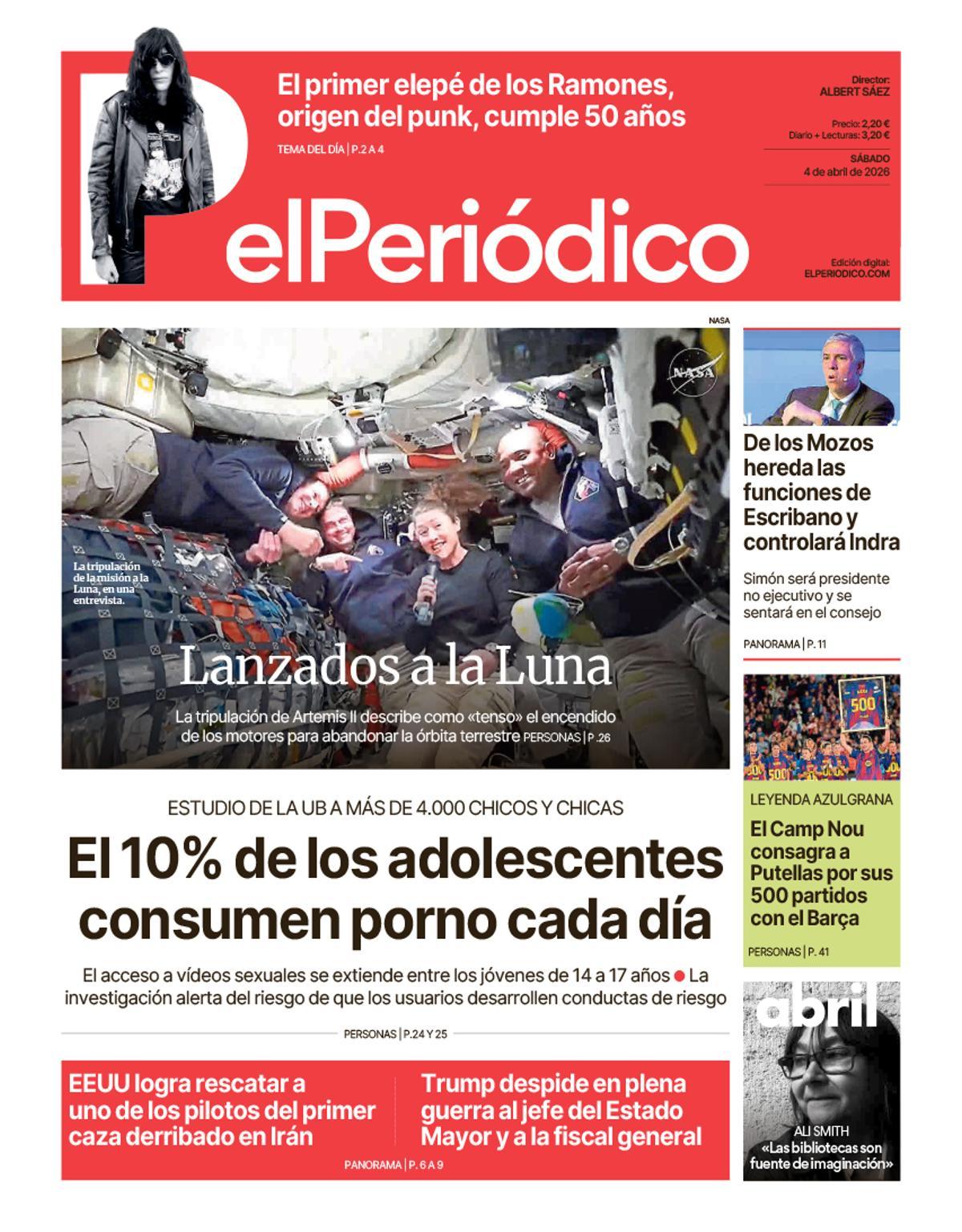 La portada de EL PERIÓDICO del 4 de abril de 2026