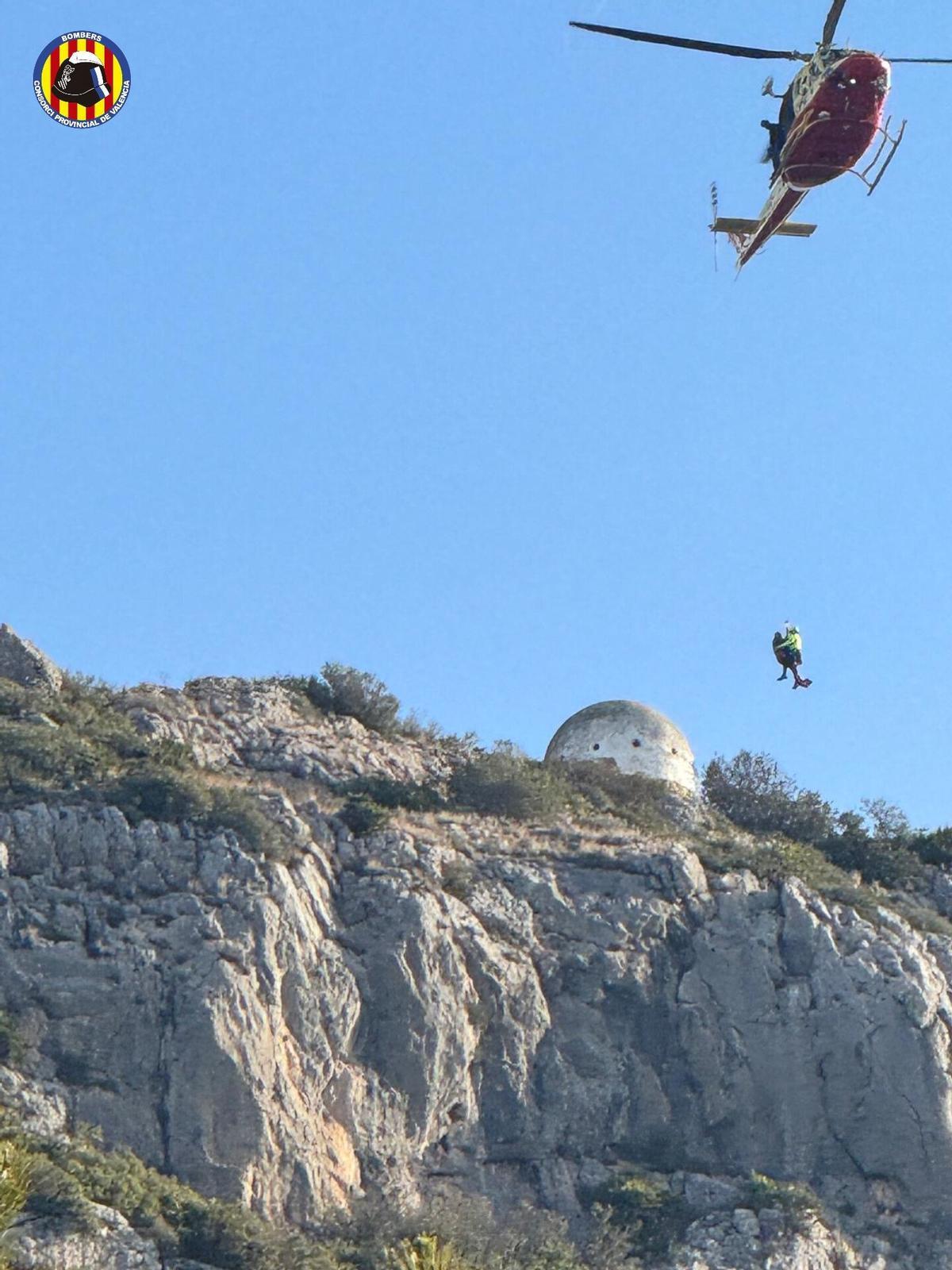 Rescate en helicóptero, a la altura de l'Ouet.