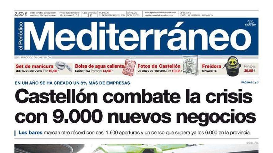 &quot;La creación de 9.000 nuevas empresas&quot;, en la portada del Periódico Mediterráneo.