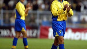 Mágico González, en el partido de homenaje que le dedicaron en el 2003 Cádiz y Barça.