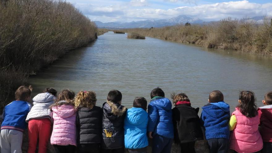 Eine Schulklasse beim Besuch des Feuchtgebiets S'Albufera.