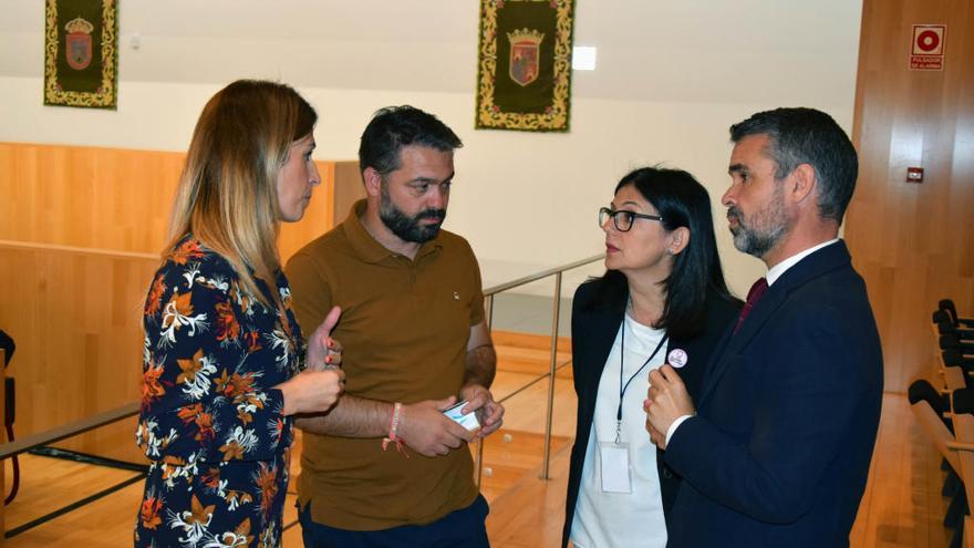 Los socialistas José Bernal, Antonia García, Mercedes Montero y Pablo Gálvez, en Diputación.